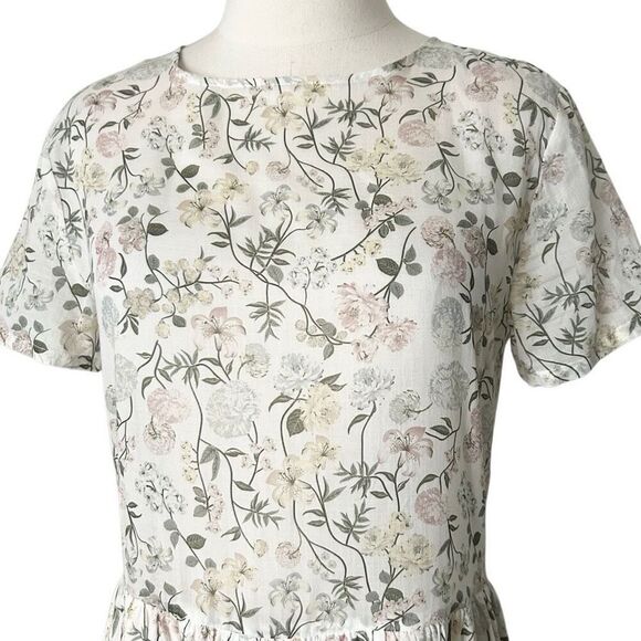 Anine Bing Floral Cotton Mini Keyhole Back Dress Size Small airy flowy - Picture 3 of 7